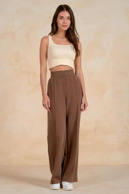 Elan SC2771 Elastic Waist Pants Light Brown on model Shop Elan at Dotique