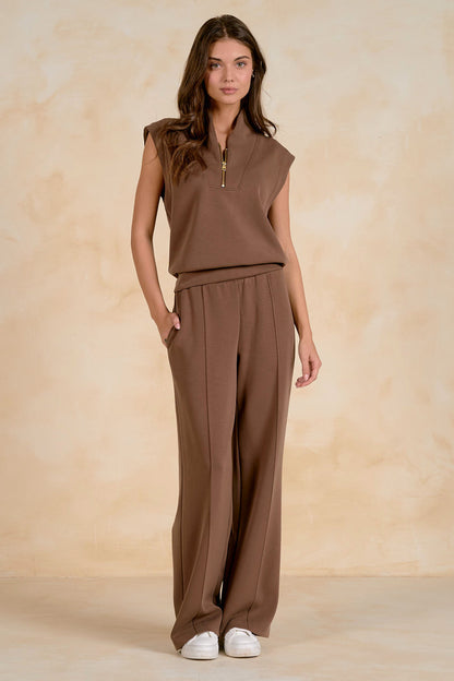 Elan SC2771 Elastic Waist Pants Light Brown on model Shop Elan at Dotique