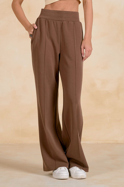 Elan SC2771 Elastic Waist Pants Light Brown on model Shop Elan at Dotique