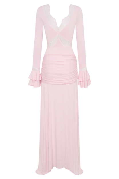 Electra Slinky Lace Maxi Dress - Ballet Pink
