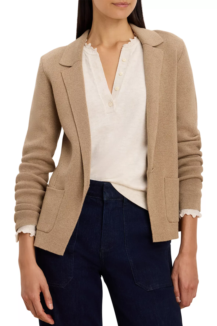 Elegant Knit Tailored Blazer, Oak