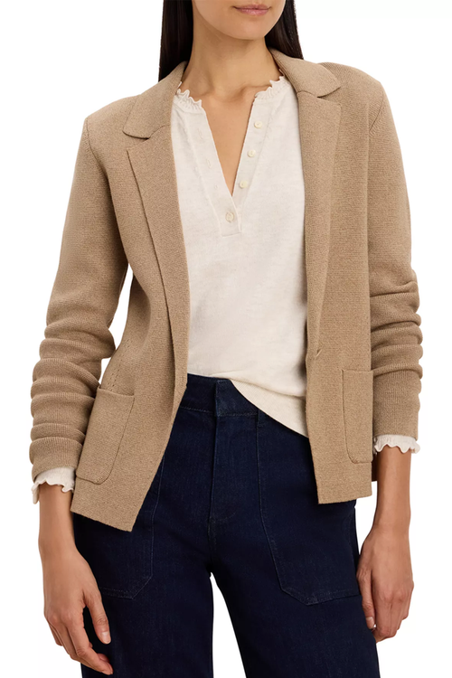 Elegant Knit Tailored Blazer, Oak
