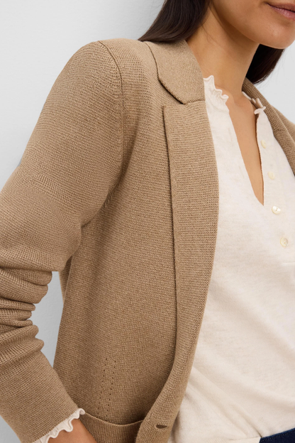 Elegant Knit Tailored Blazer, Oak