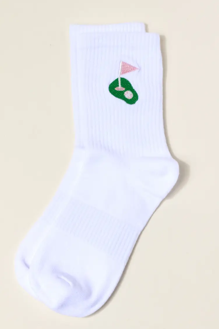 Embroidered Crew Golf Socks