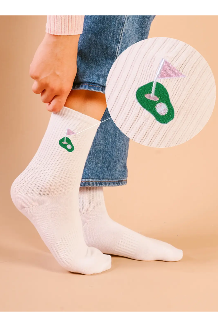 Embroidered Crew Golf Socks