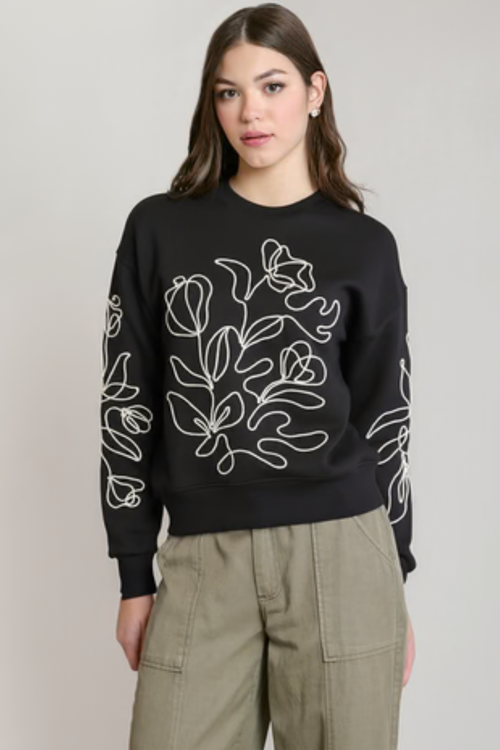 Embroidered Floral Sweatshirt
