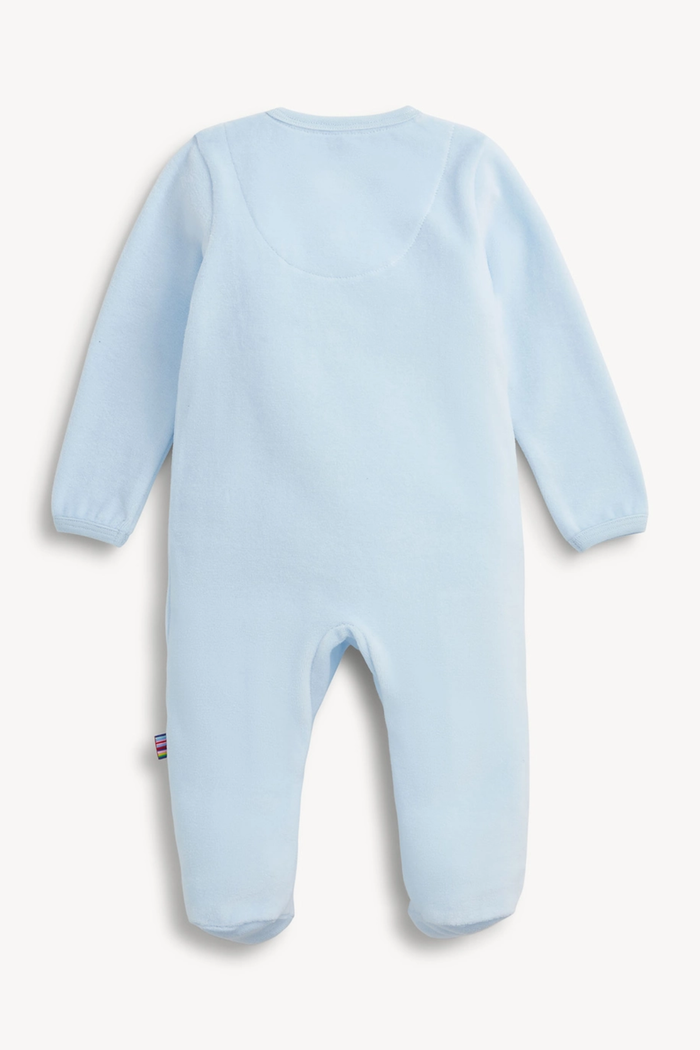 Embroidery Dogs Blue Velour Footie