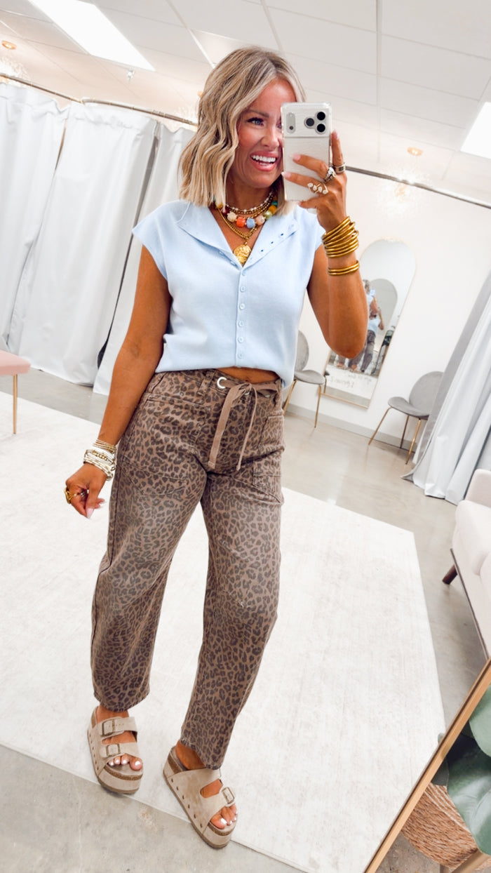 Emilie Mock Neck Top-Blue