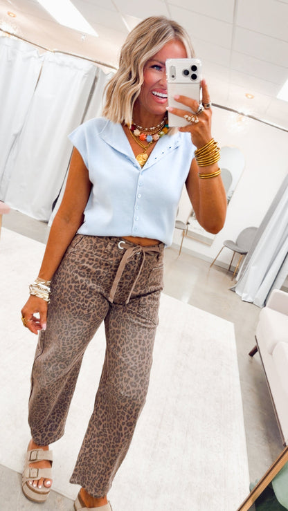 Emilie Mock Neck Top-Blue