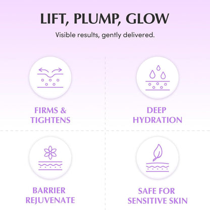 equalberry deep cera bakuchiol plumping capsule cream lift, plump and glow infographic