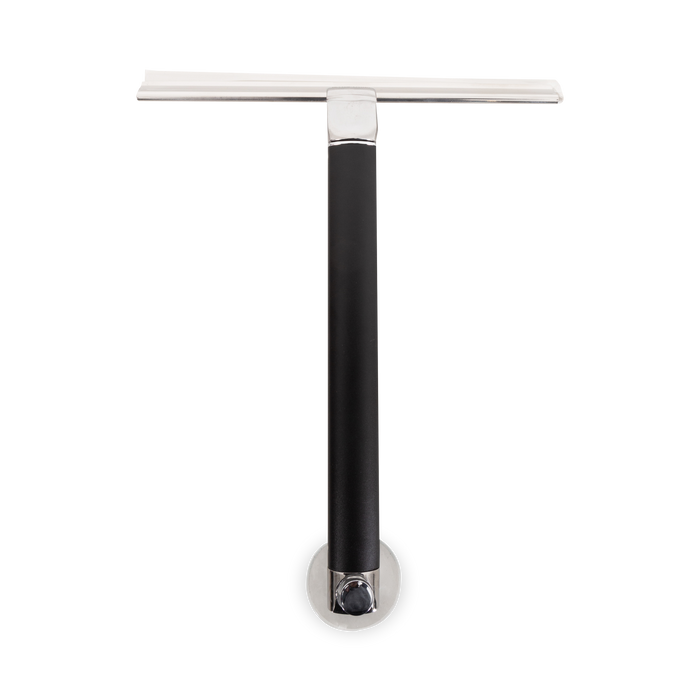 Ergonomically curved handle extends squeegee to 18" for hard to reach shower doors and enclosures.