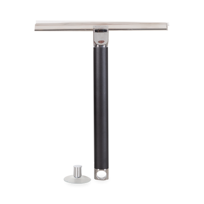Ergonomically curved handle extends squeegee to 18" for hard to reach shower doors and enclosures.