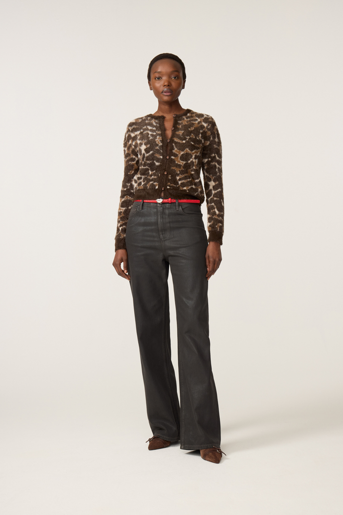 Fabienne Chapot Henry Leopard Cardigan Toffee/Camel Club worn by model Shop Fabienne Chapot at Dotique