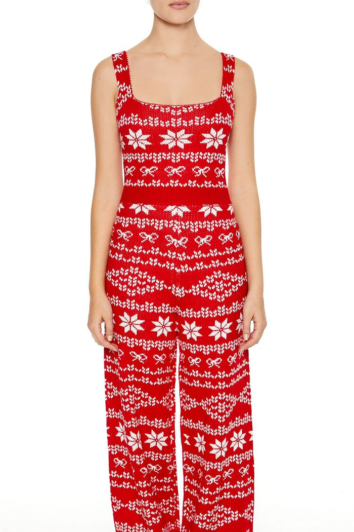 Fair Isle Sweater-Knit Jumpsuit