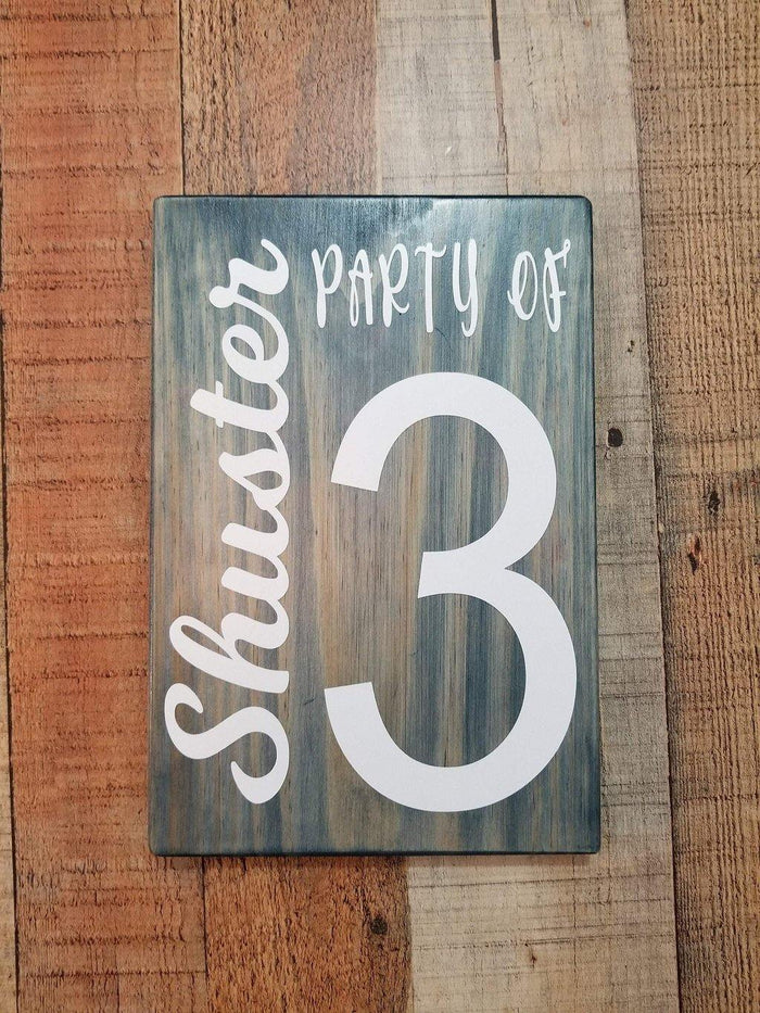 Family Name Party Of | Wooden Shelf or Wall Sign | Unique Gift Ideas | Wood Block Sign | Party of 3 | Party of 4 - Elliefont Styles