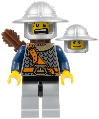 Fantasy Era - Crown Knight Scale Mail with Chest Strap, Helmet with Broad Brim, Dual Sided Head