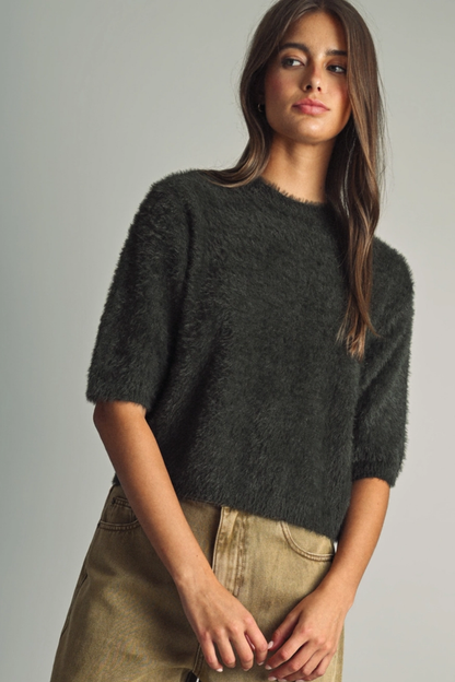 Faux Fur Sweater, Green