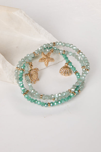 women's coastal charm mint bracelet set