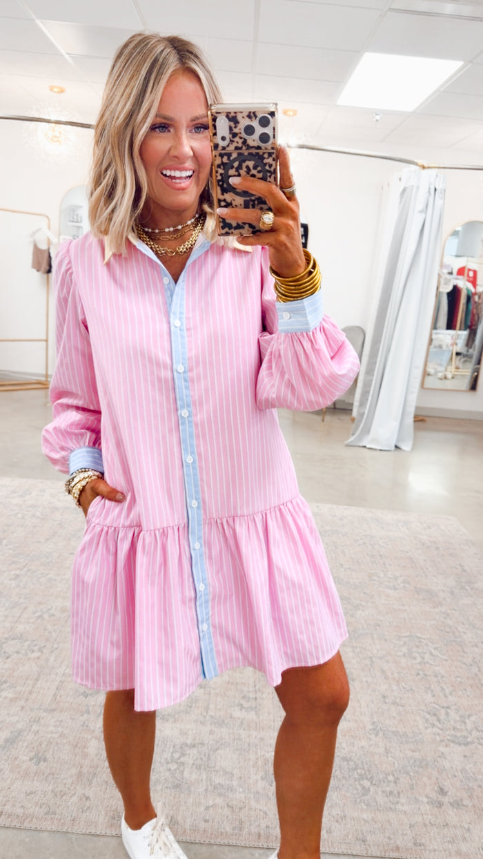 -FINAL SALE- Bayside Pinstripe Dress