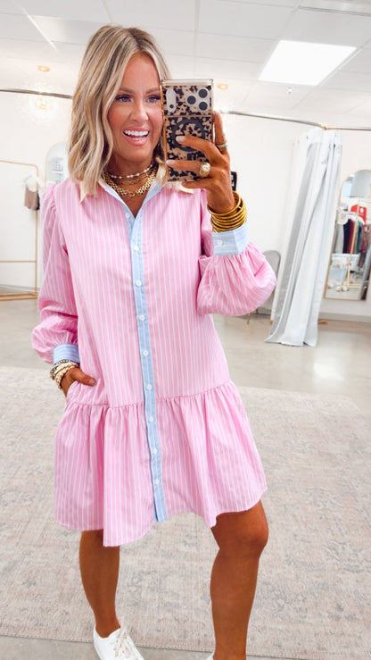 -FINAL SALE- Bayside Pinstripe Dress