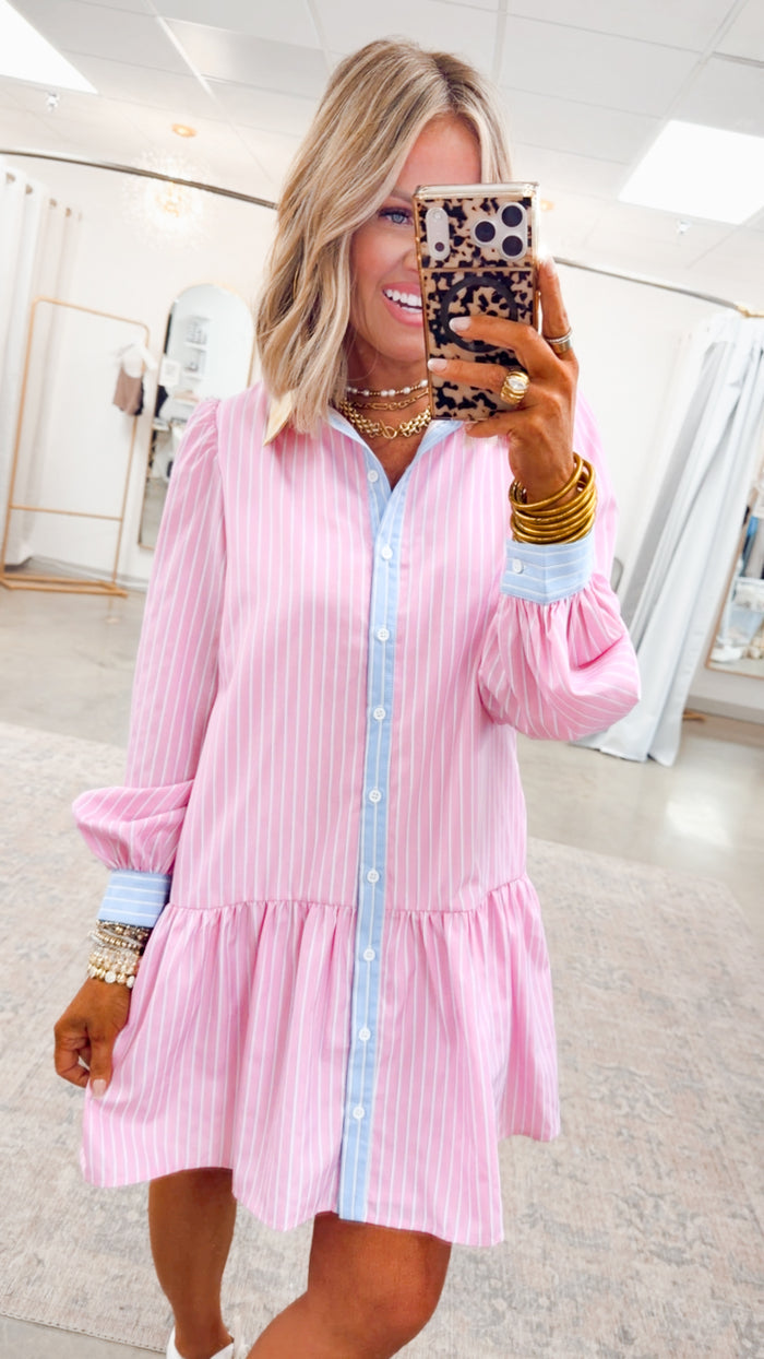 -FINAL SALE- Bayside Pinstripe Dress