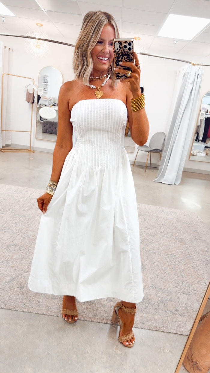 -FINAL SALE- The Prescott Strapless Midi Dress