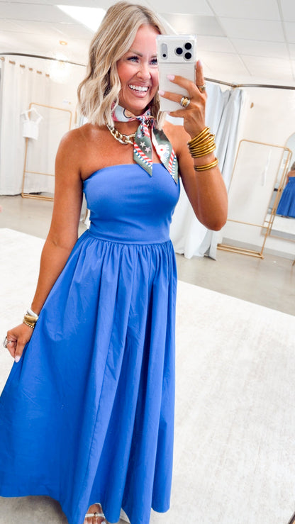 - FINAL SALE-The Tidal Breeze Midi Dress-Cobalt