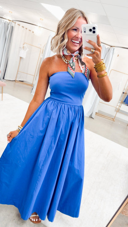 - FINAL SALE-The Tidal Breeze Midi Dress-Cobalt