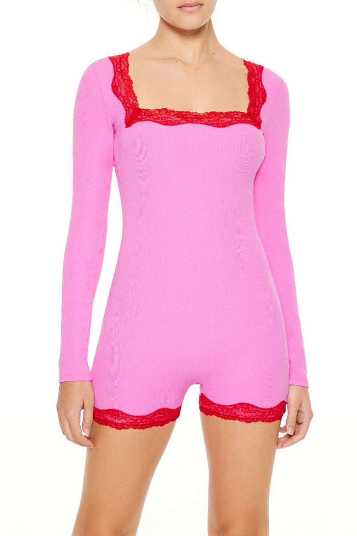 Fitted Lace-Trim Romper
