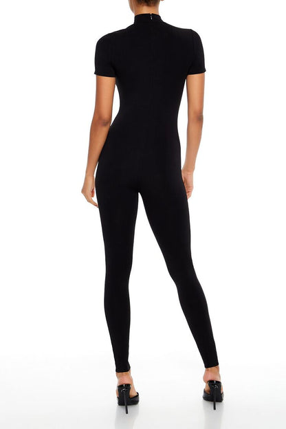 Fitted Mock Neck Jumpsuit