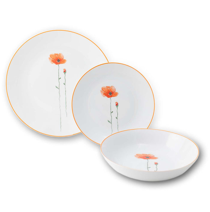 Flower Field Papavero - set 3 piatti