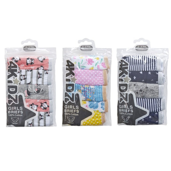 Girls Pack of 5 briefs - Panda (2-6yrs) (PK12) 14C918
