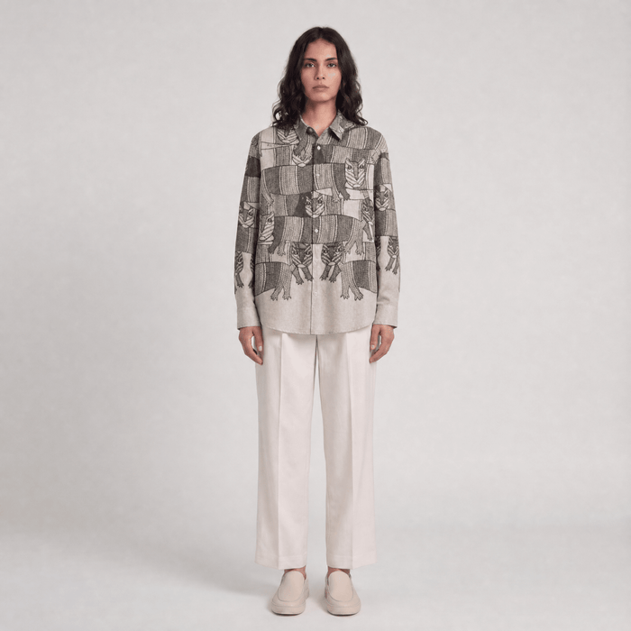 Naymish Giza Cotton Women Shirt — Gond Forest — Red - Naymish Designs