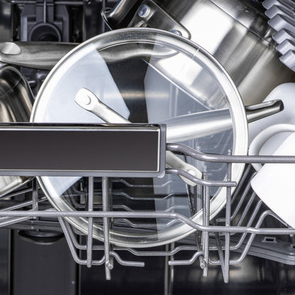 Dishwasher interior with dishes on a rack