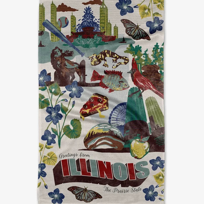 Greetings From Illinois Tea Towel