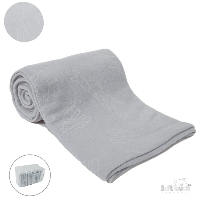 GREY EMBOSSED FLEECE BABY WRAP (BP) (PK12) FBP06-G