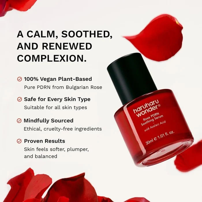haruharu wonder rose pdrn soothing serum with azelaic acid infographic