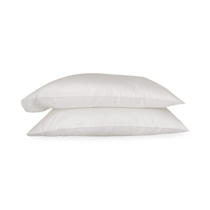 An elegant row of open hemstitching frames this silky, soft sateen collection.