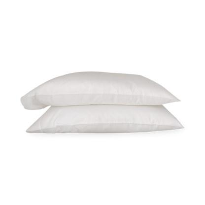 An elegant row of open hemstitching frames this silky, soft sateen collection.