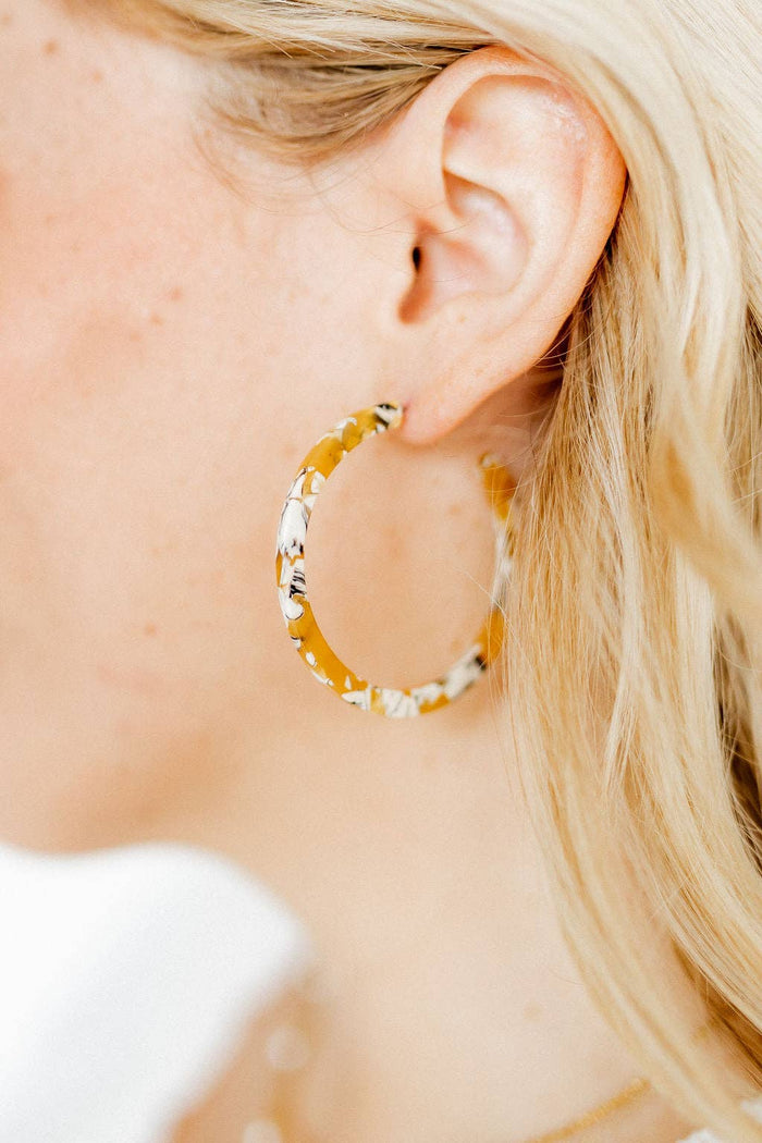 Holly Medium Hoop Earrings Mustard