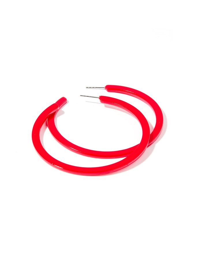 Holly Mega Hoop Earrings -Red