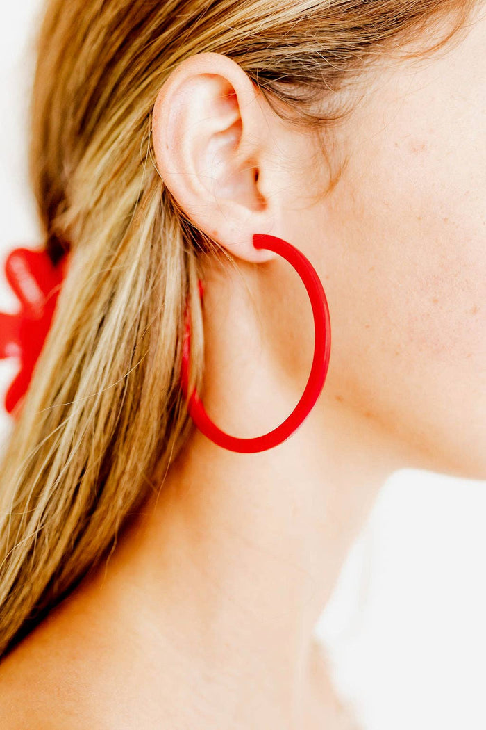 Holly Mega Hoop Earrings -Red
