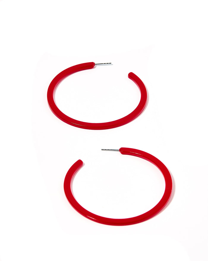 Holly Mega Hoop Earrings -Red