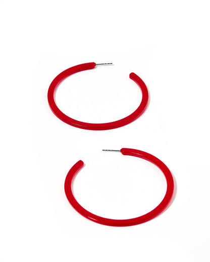 Holly Mega Hoop Earrings -Red