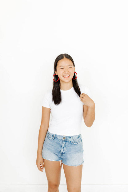 Holly Mega Hoop Earrings -Red