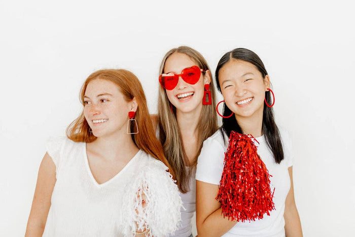 Holly Mega Hoop Earrings -Red