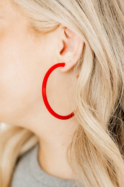 Holly Mega Hoop Earrings -Red