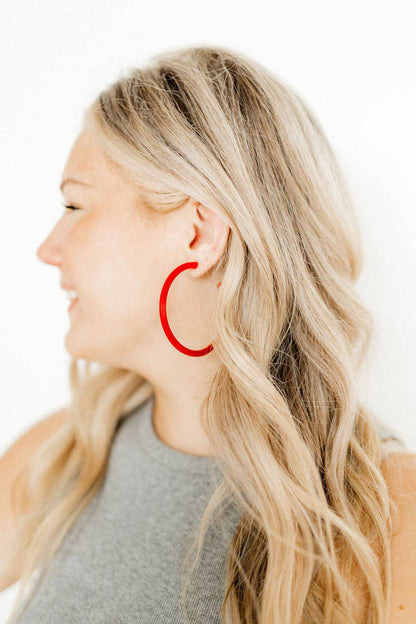 Holly Mega Hoop Earrings -Red