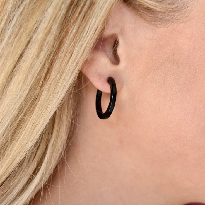 Holly Mini Hoop Earrings - True Black