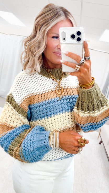 Honey & Hues Sweater-Denim/Yellow